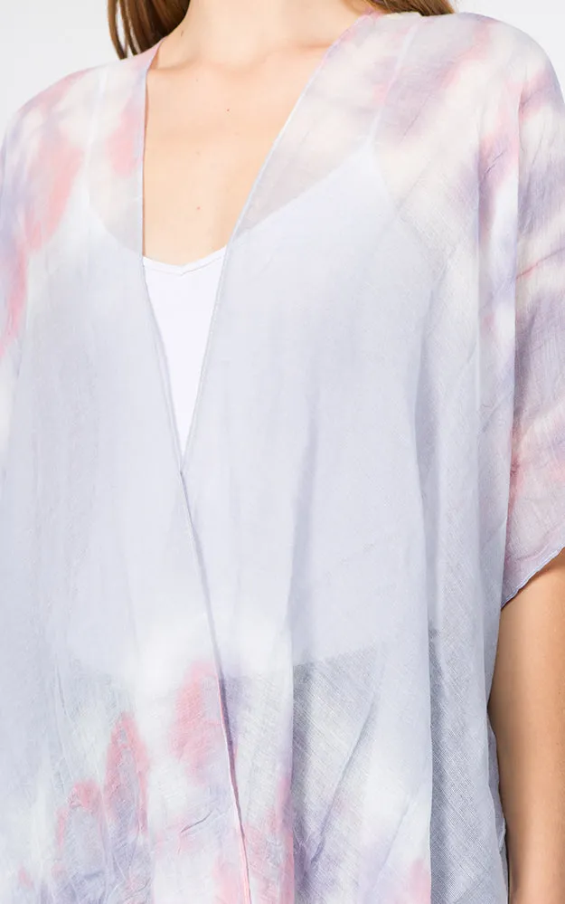 KP1C91 Tie-Dyed Pattern Printed Kimono
