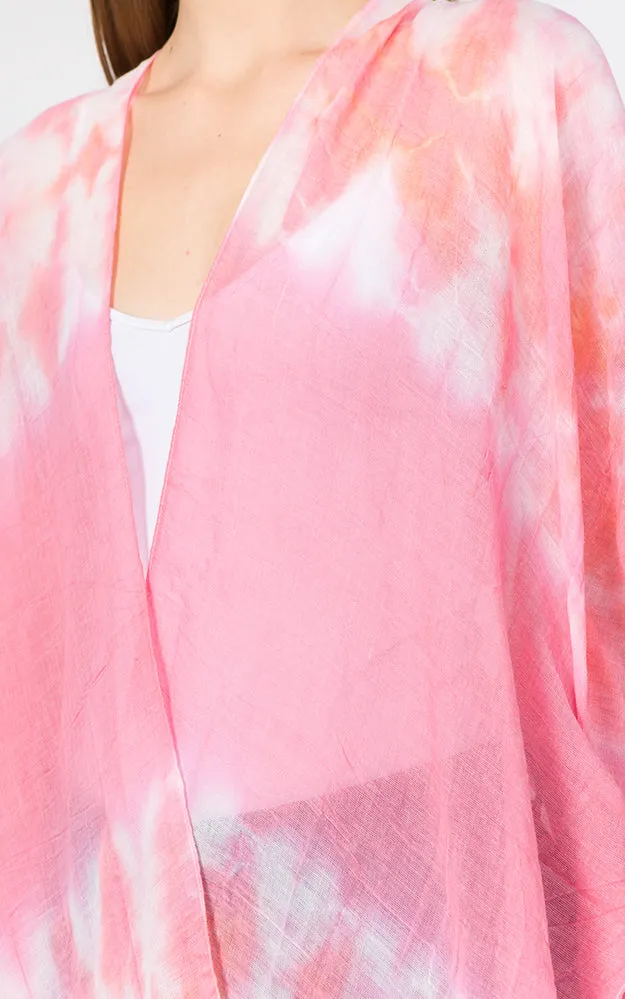 KP1C91 Tie-Dyed Pattern Printed Kimono