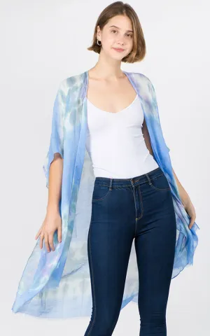 KP1C91 Tie-Dyed Pattern Printed Kimono