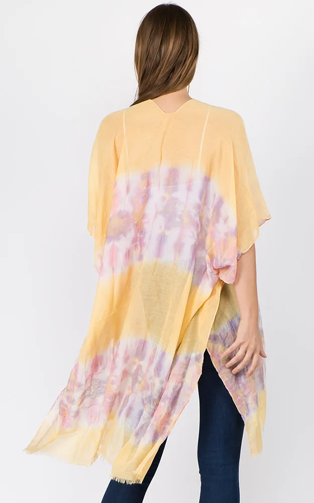 KP1C91 Tie-Dyed Pattern Printed Kimono