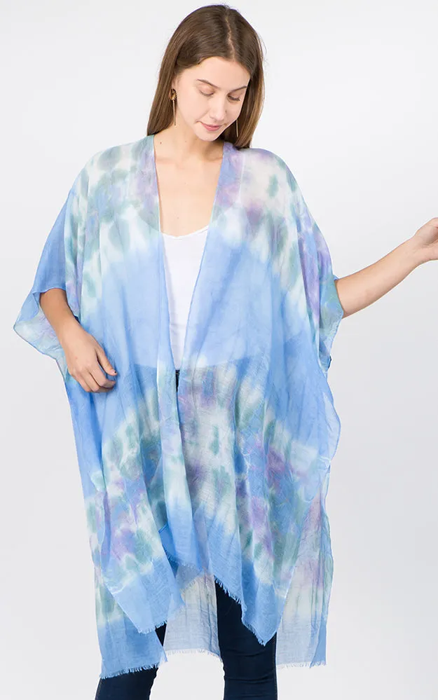 KP1C91 Tie-Dyed Pattern Printed Kimono