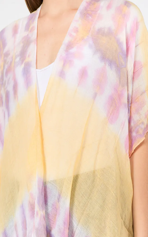KP1C91 Tie-Dyed Pattern Printed Kimono
