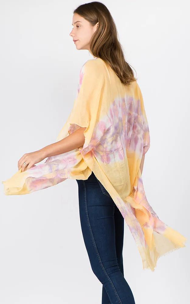 KP1C91 Tie-Dyed Pattern Printed Kimono