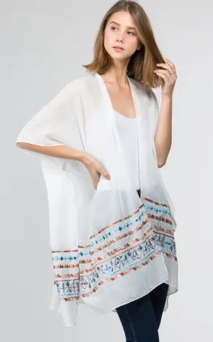 KP9741 Embroidery Bottom Kimono