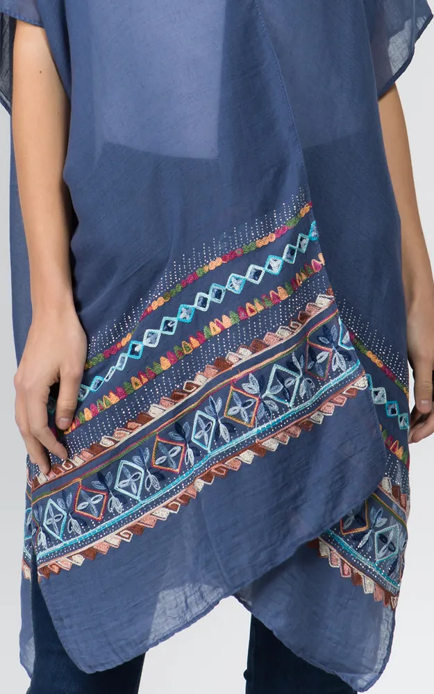KP9741 Embroidery Bottom Kimono