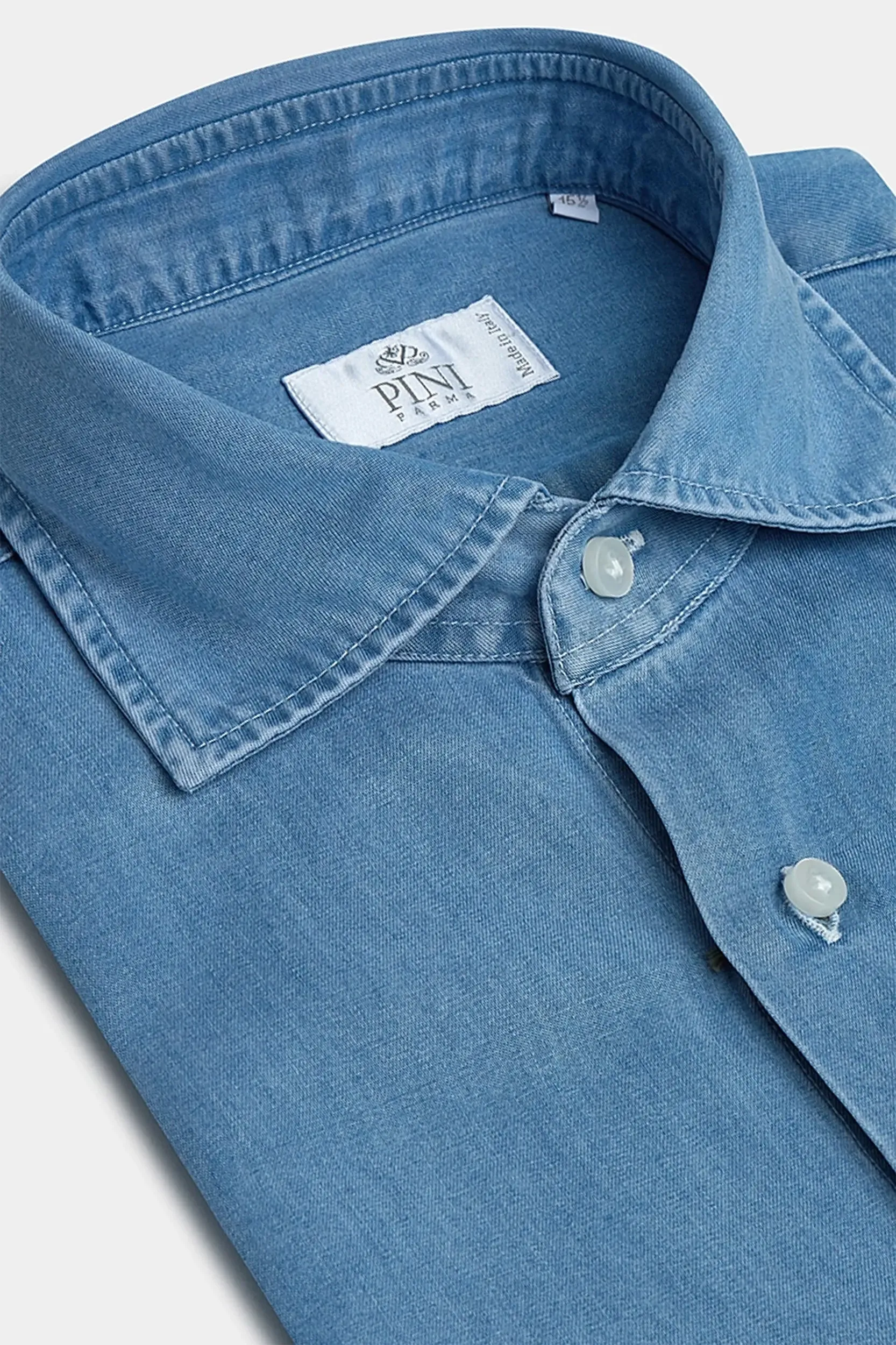 Light blue denim popover shirt - Made in Italy