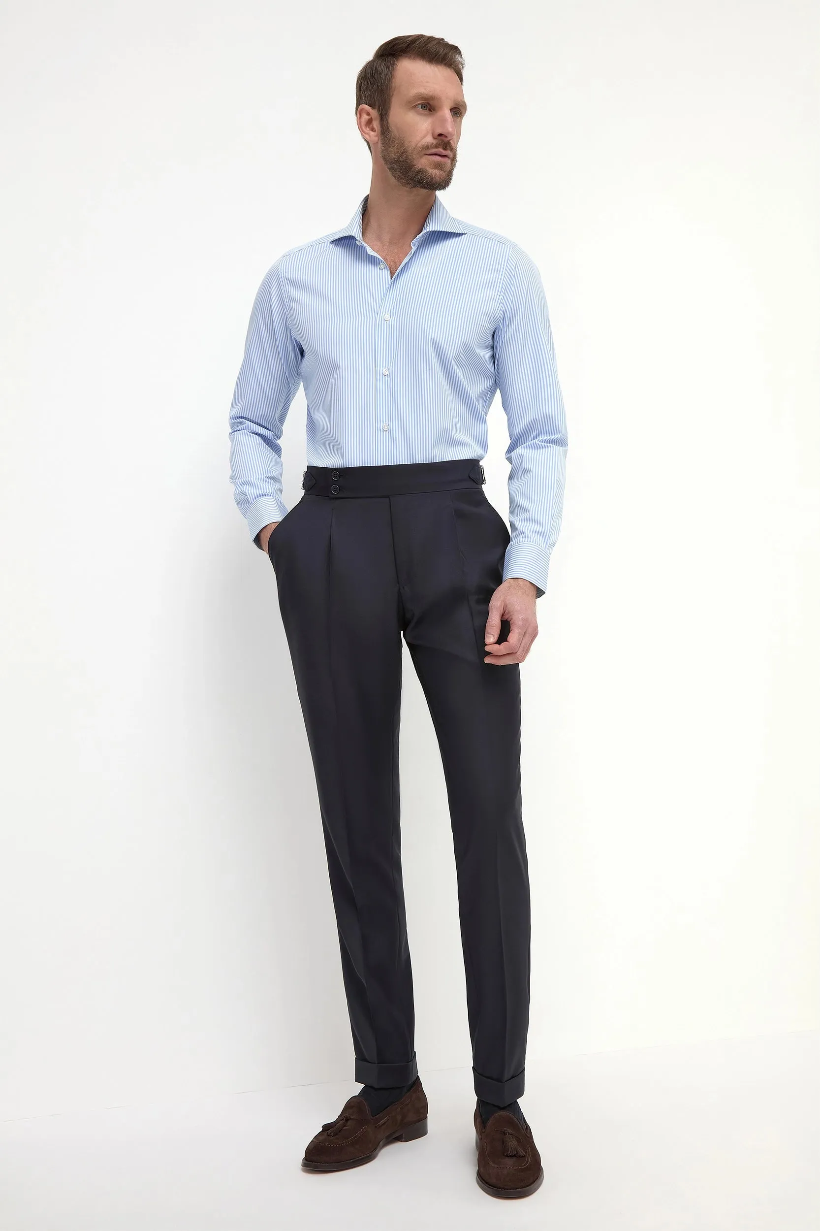 Light Blue Striped Shirt - Made in Italy