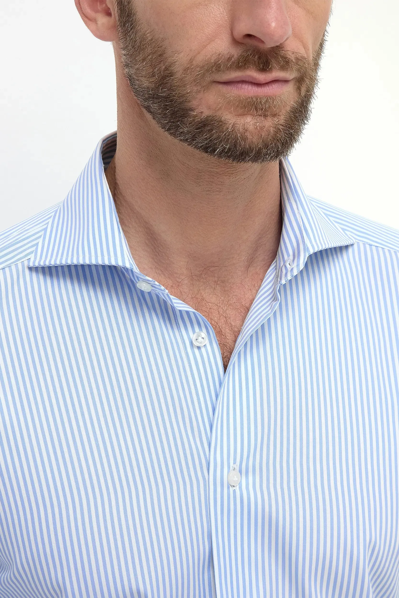 Light Blue Striped Shirt - Made in Italy