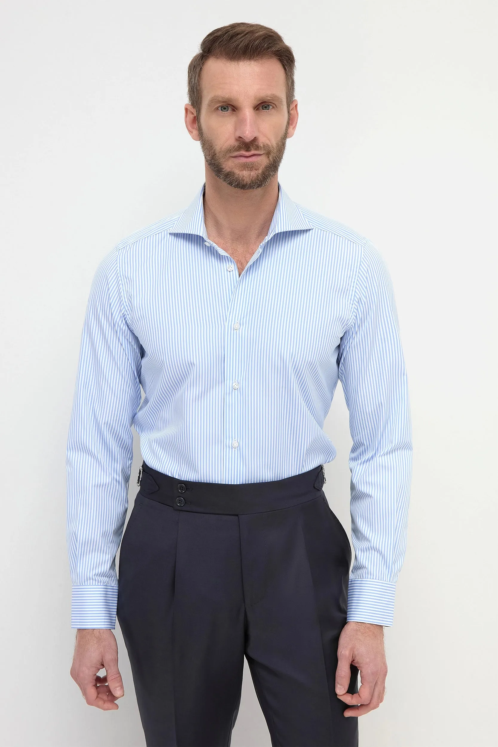 Light Blue Striped Shirt - Made in Italy