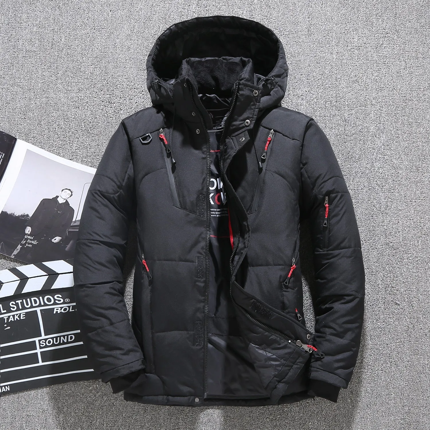 Mens White Duck Down Parka Winter Warm Jacket