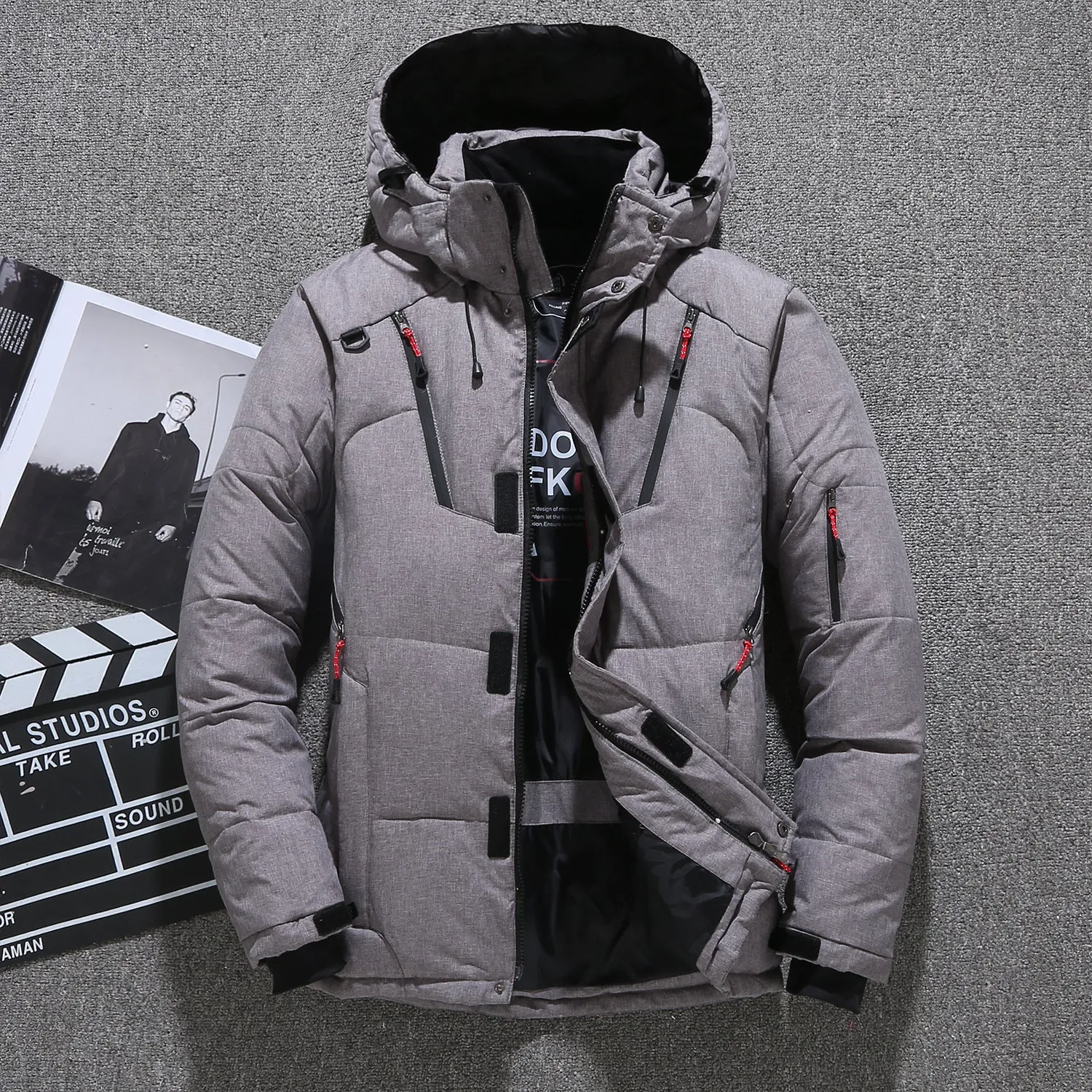 Mens White Duck Down Parka Winter Warm Jacket