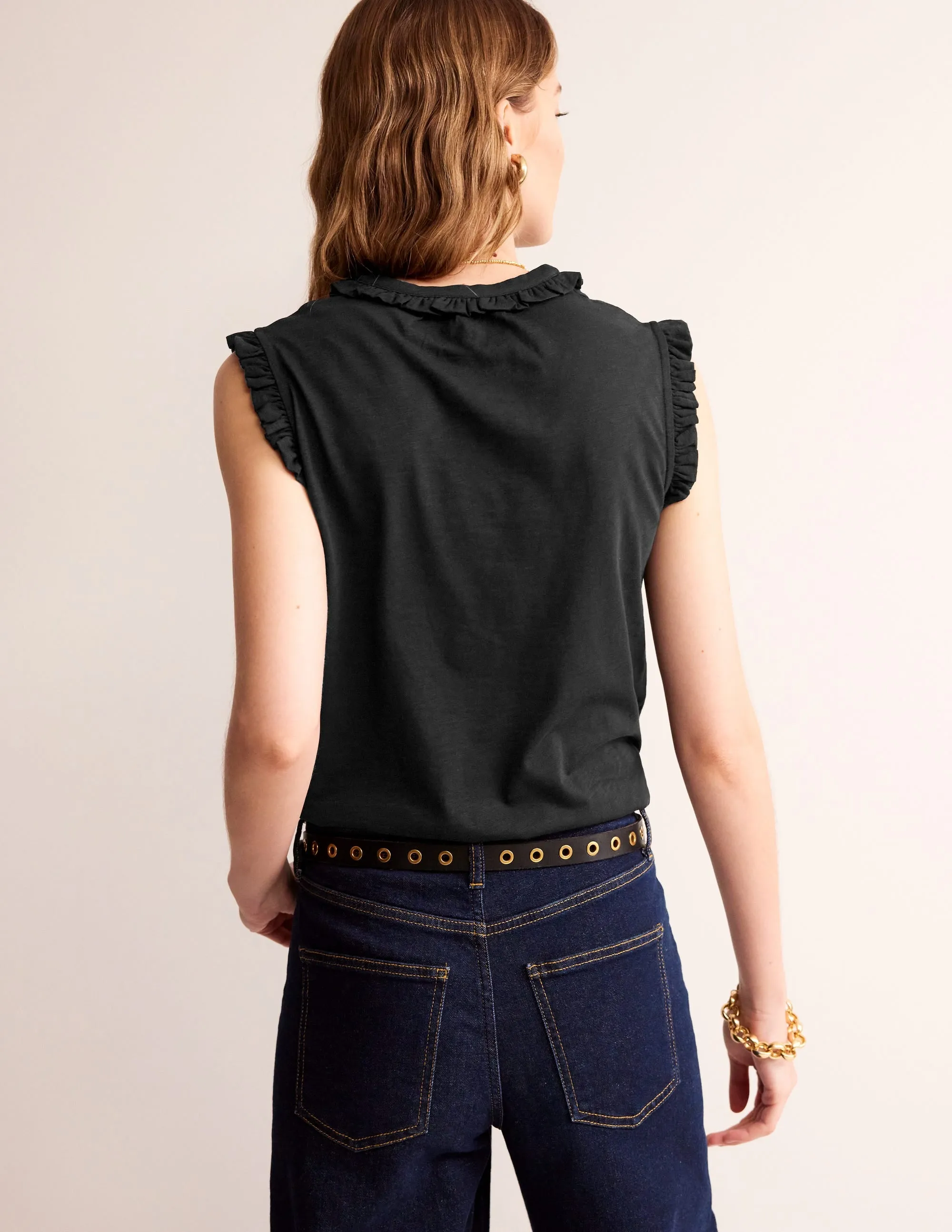 Olive Sleeveless Shirt-Black