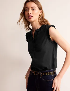 Olive Sleeveless Shirt-Black