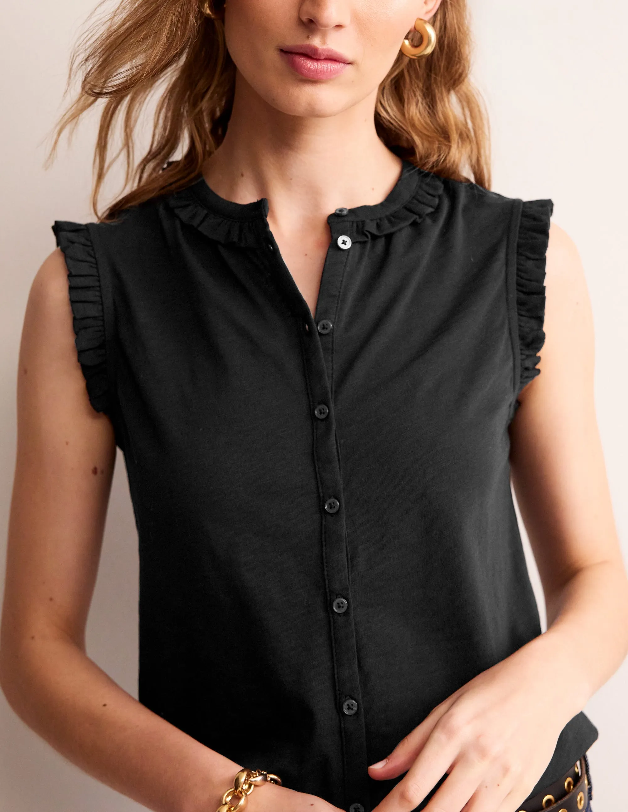 Olive Sleeveless Shirt-Black